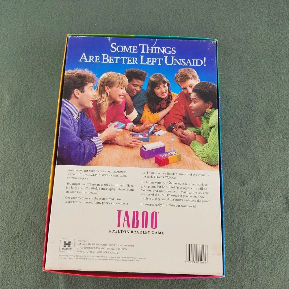 Vintage Taboo The Game of Unspeakable Family Fun Milton Bradley 1989, Complete